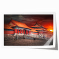 Rolled print of Beijing scenery with floral elements in muted colors, ideal for dining room wall art.