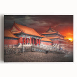 Black and white stretched canvas of Beijing skyline, ideal for kitchen wall art.