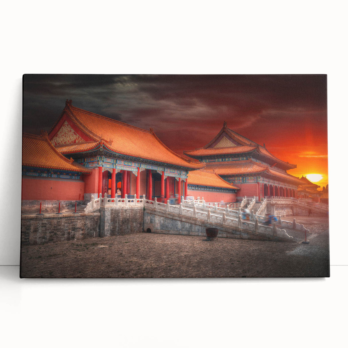 Black and white stretched canvas of Beijing skyline, ideal for kitchen wall art or bedroom ambiance.