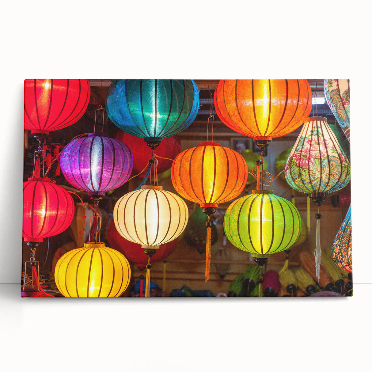 Black and white stretched canvas of Shanghai skyline, ideal for kitchen wall art.