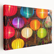 Shanghai skyline in muted gray and blue tones on stretched canvas, suitable for kitchen wall art.