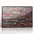 Large abstract wall art depicting a Tibetan landscape in muted earth tones on a framed acrylic.