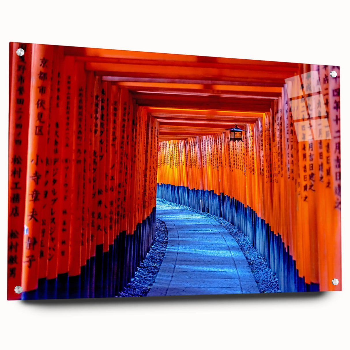 Acrylic print of a serene Kyoto landscape in soft green and blue tones, ideal for bedroom or dining room decor.