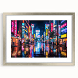 Textured abstract art print of Tokyo skyline in muted gray and silver tones, framed with a matte silver finish.