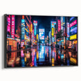 Black and white landscape art painting of Tokyo on framed canvas, ideal for bedroom wall decor.