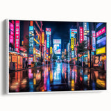 Vintage poster art of Tokyo scenery on extra large framed canvas, featuring colorful art with black accents.