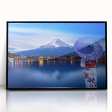 Large abstract wall art featuring a stylized Japanese landscape in muted gray and black tones, framed acrylic.