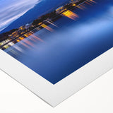 Art Deco poster of Mount Fuji with pastel hues on rolled canvas, ideal for dining room wall art.