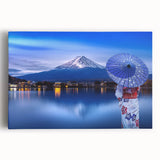 Black and white large art print of a Japanese landscape on stretched canvas, suitable for kitchen wall art.