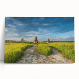 Black and white stretched canvas depicting a serene Korean landscape, ideal for kitchen wall art or bedroom decor.