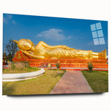 Large abstract wall art depicting Asian landscape in muted earth tones on acrylic glass.