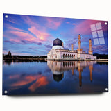 Acrylic print of a large abstract depiction of a Malaysian landscape in muted earth tones.