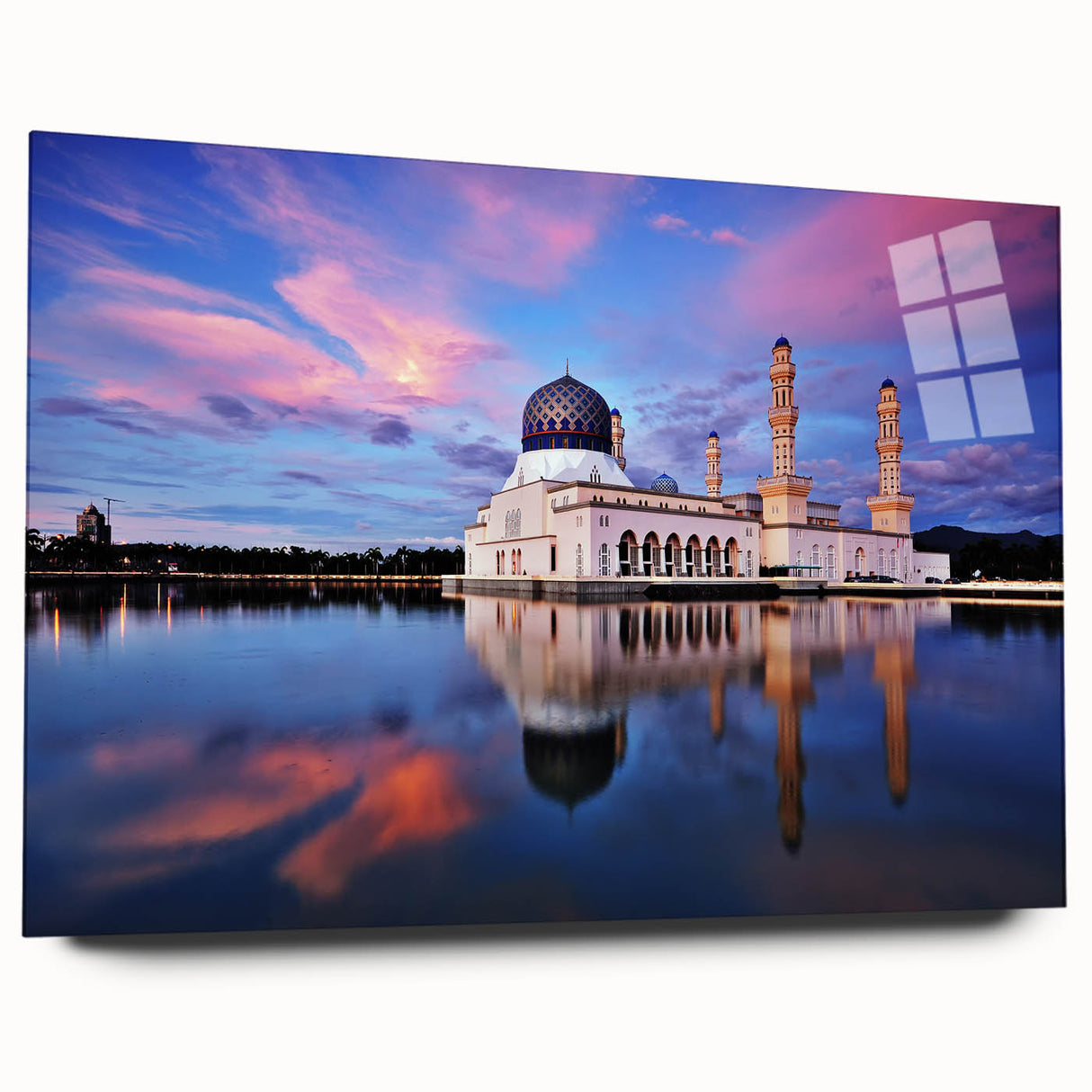 Large abstract wall art of a Malaysian landscape in muted earth tones on acrylic glass.