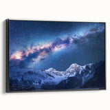 Black and white framed canvas of Mount Everest landscape, ideal for bedroom wall decor.