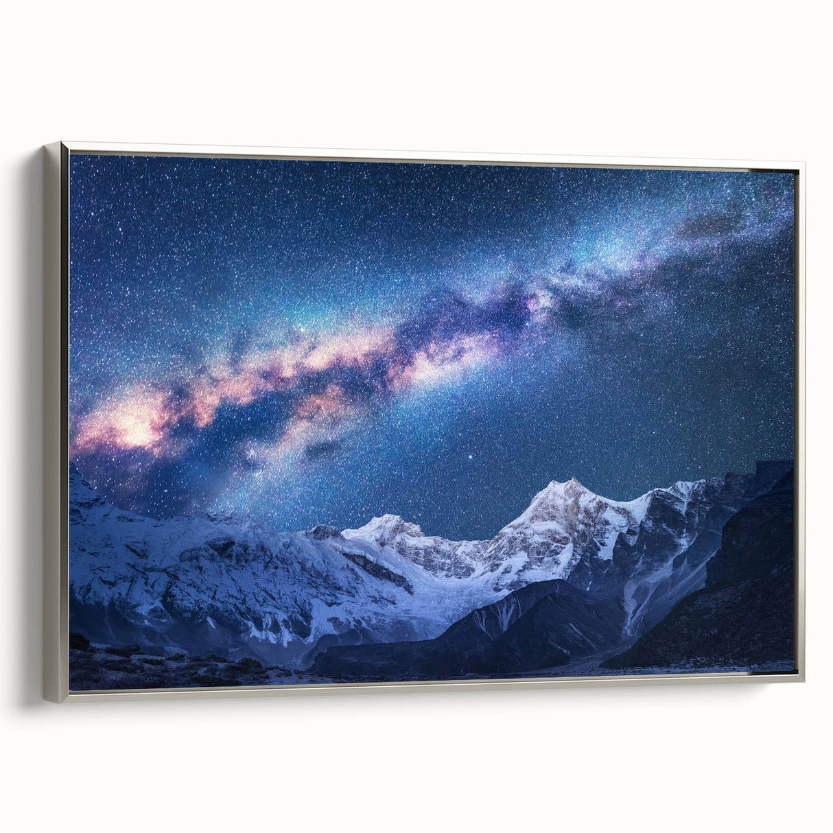 Landscape art painting of Mount Everest, featuring vibrant colors on a framed canvas, ideal for office decor.