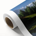 Art deco poster of a serene Pakistani landscape in soft pastel shades on rolled canvas, ideal for nursery wall art.
