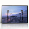 Large abstract wall art featuring a stylized Taiwan scenery in muted earth tones on framed acrylic.
