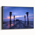 Black and white framed canvas featuring a vintage poster-style landscape of Taiwan, ideal for bedroom wall art.
