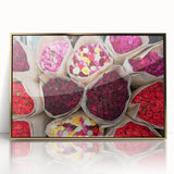 Framed acrylic print of Bangkok skyline in gold and blue tones, ideal for modern art wall decor.