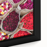 Framed canvas depicting a textured Bangkok cityscape in black with vibrant colorful accents, ideal for living room decor.