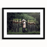 Extra large abstract art print featuring a colorful, textured depiction of a Thai landscape on a framed black mat.