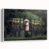 Vintage poster art of a Thai landscape on a large framed canvas, featuring colorful art in pastel shades.