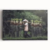 Large black and white wall art of a Thai landscape on stretched canvas, ideal for kitchen art.