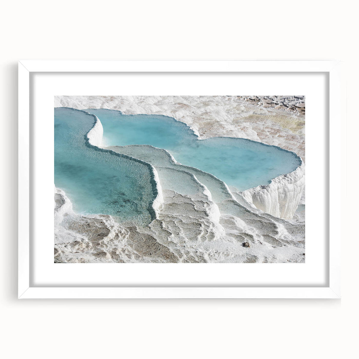 Abstract art print featuring a stylized landscape of Turkey in muted earth tones on a framed white mat.