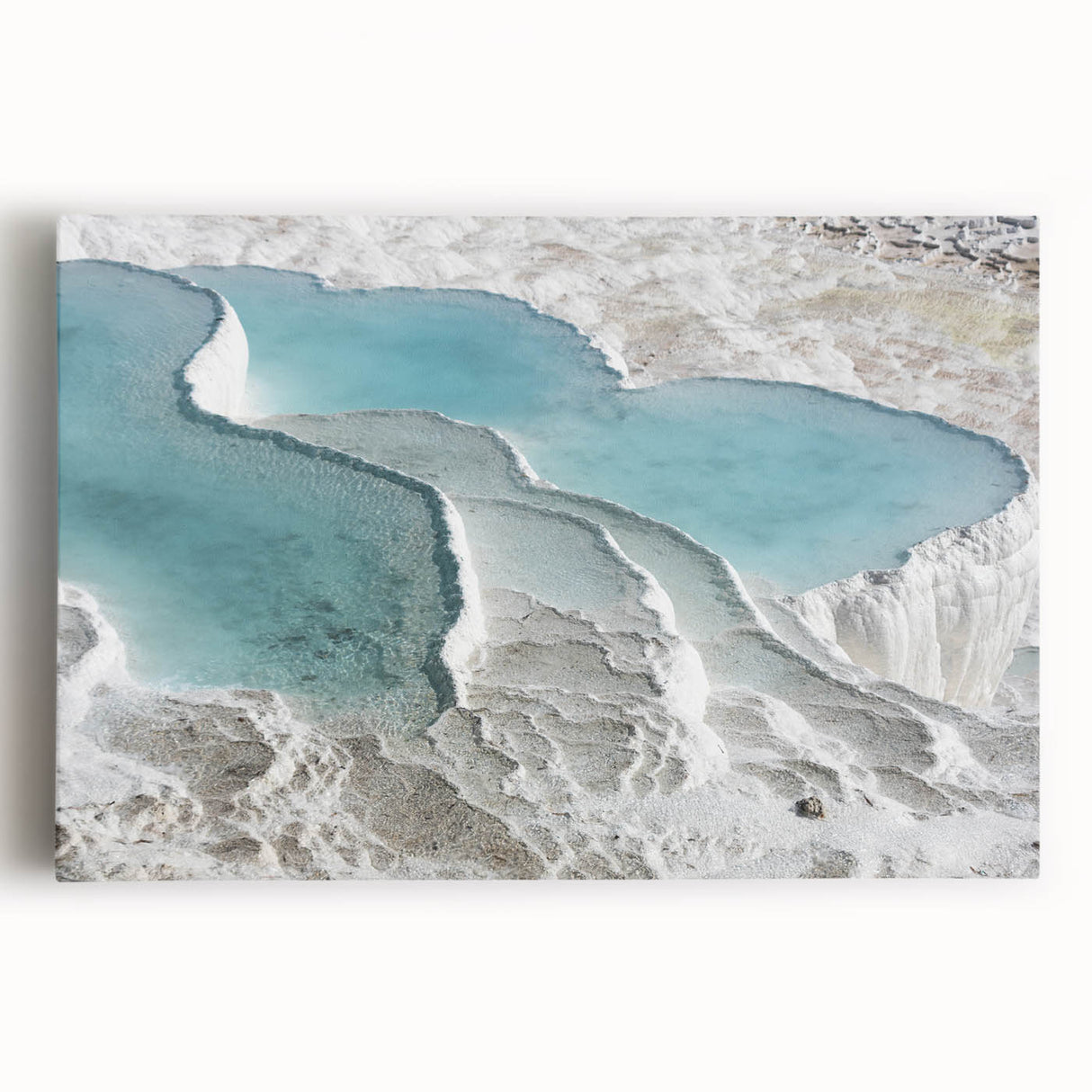 Large black and white stretched canvas of a Turkish landscape, ideal for kitchen wall art.