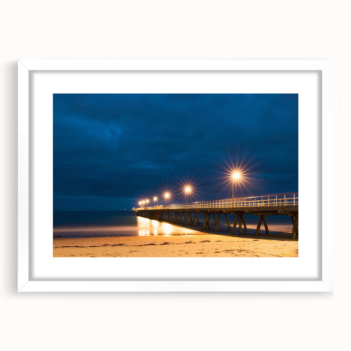 Extra large abstract art print of Adelaide scenery in muted earth tones on a framed white canvas.