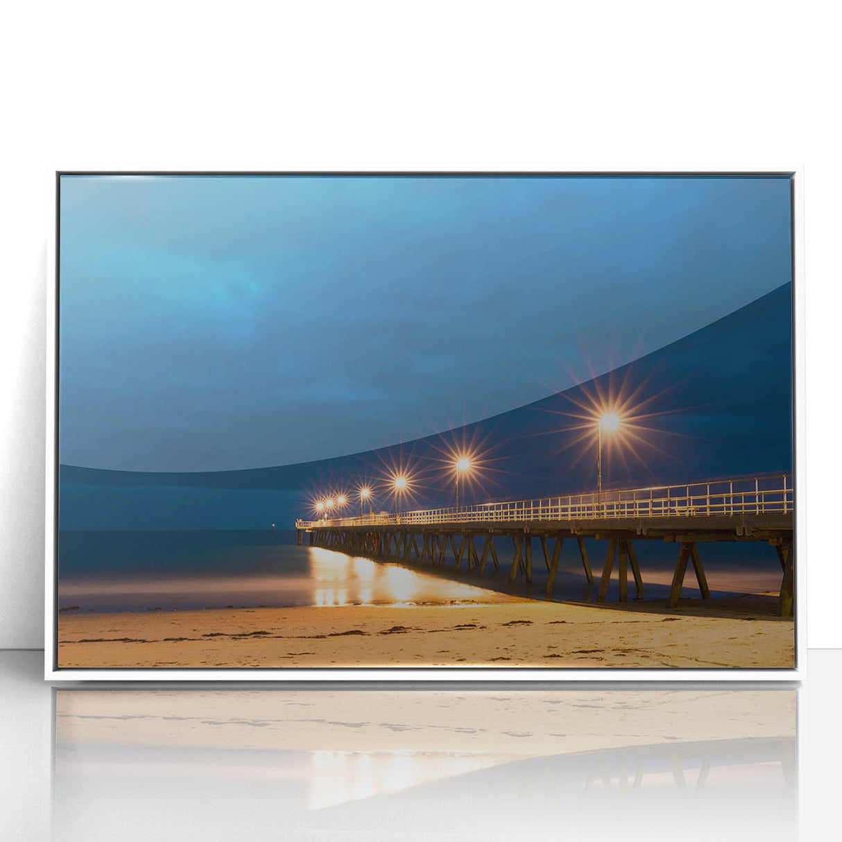 Acrylic print of Adelaide scenery in muted earth tones, framed in white, suited for modern art wall decor.