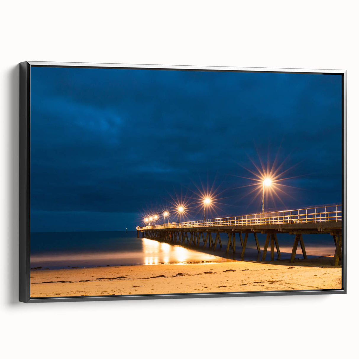 Black and white landscape art of Adelaide, framed canvas, ideal for bedroom decor.