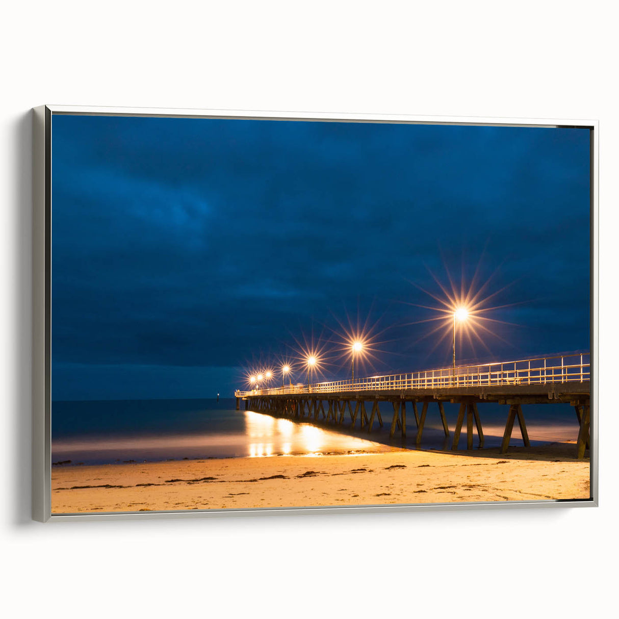 Vintage poster art of Adelaide scenery in colorful tones on a large framed canvas, ideal for living room decor.