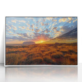 Framed acrylic print of Ayers Rock in Australia, depicted in muted earth tones, ideal for modern art wall decor.