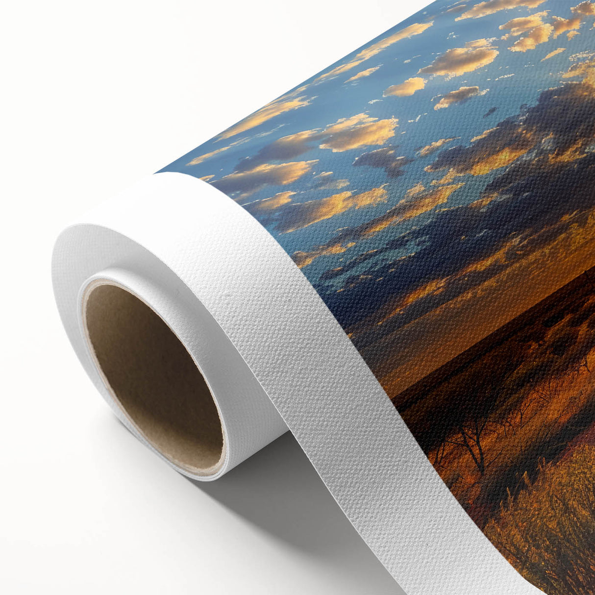 Art deco poster of Ayers Rock in muted orange and brown tones on rolled canvas, ideal for nursery wall art.