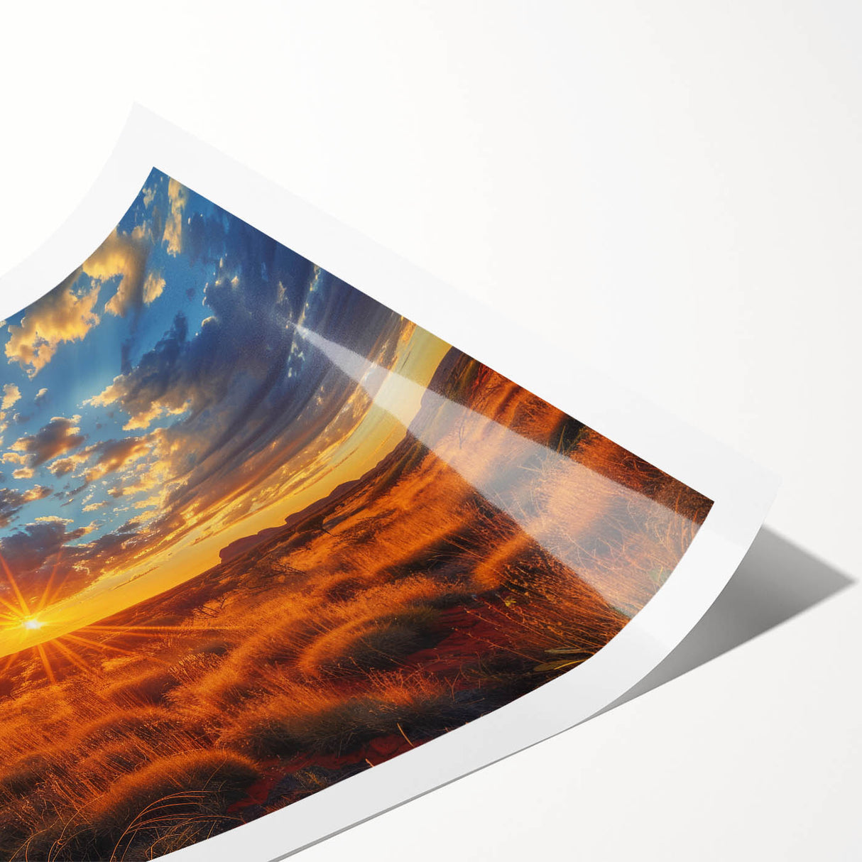Extra large rolled print depicting Ayers Rock in muted earth tones, suitable for large living room wall art.