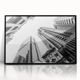 Large abstract wall art depicting Brisbane scenery in mid-century modernist style, framed in black acrylic.