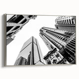 Vintage poster art of Brisbane skyline in colorful hues on extra large framed canvas, suitable for living room decor.