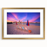 Textured abstract art print of Perth scenery in muted earth tones, framed in gold, ideal for bedroom art.