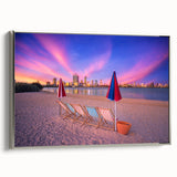 Vintage poster art of Perth scenery on extra large framed canvas with colorful accents, suitable for living room decor.
