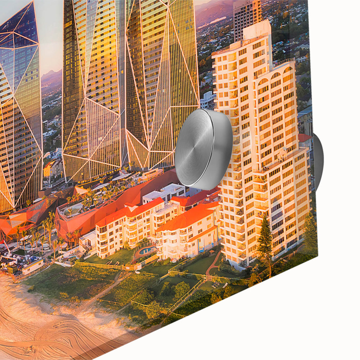 Large abstract depiction of Queensland scenery in muted earth tones on acrylic glass, ideal for dining room art.
