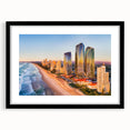 Extra large abstract art print of colorful, textured Australian scenery on a black framed canvas.