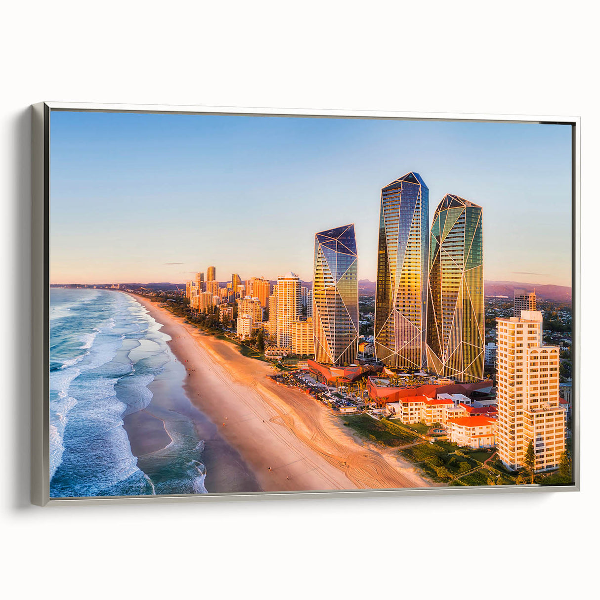 Landscape art painting of Queensland featuring colorful art and black accents on a framed canvas.
