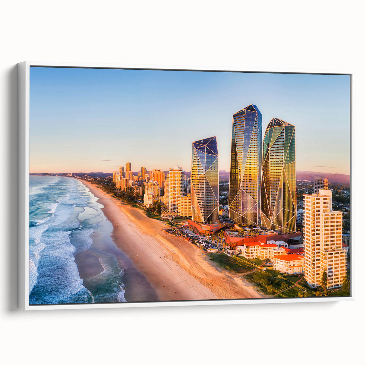Vintage poster art featuring a colorful Queensland, Australia scenery on an extra large framed canvas.