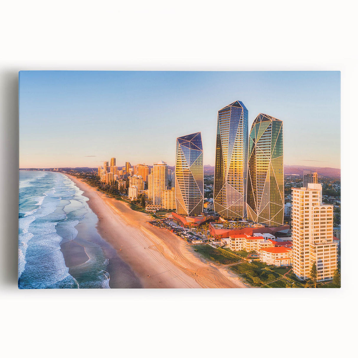 Black and white panoramic photo of Queensland scenery on stretched canvas, ideal for kitchen wall art.