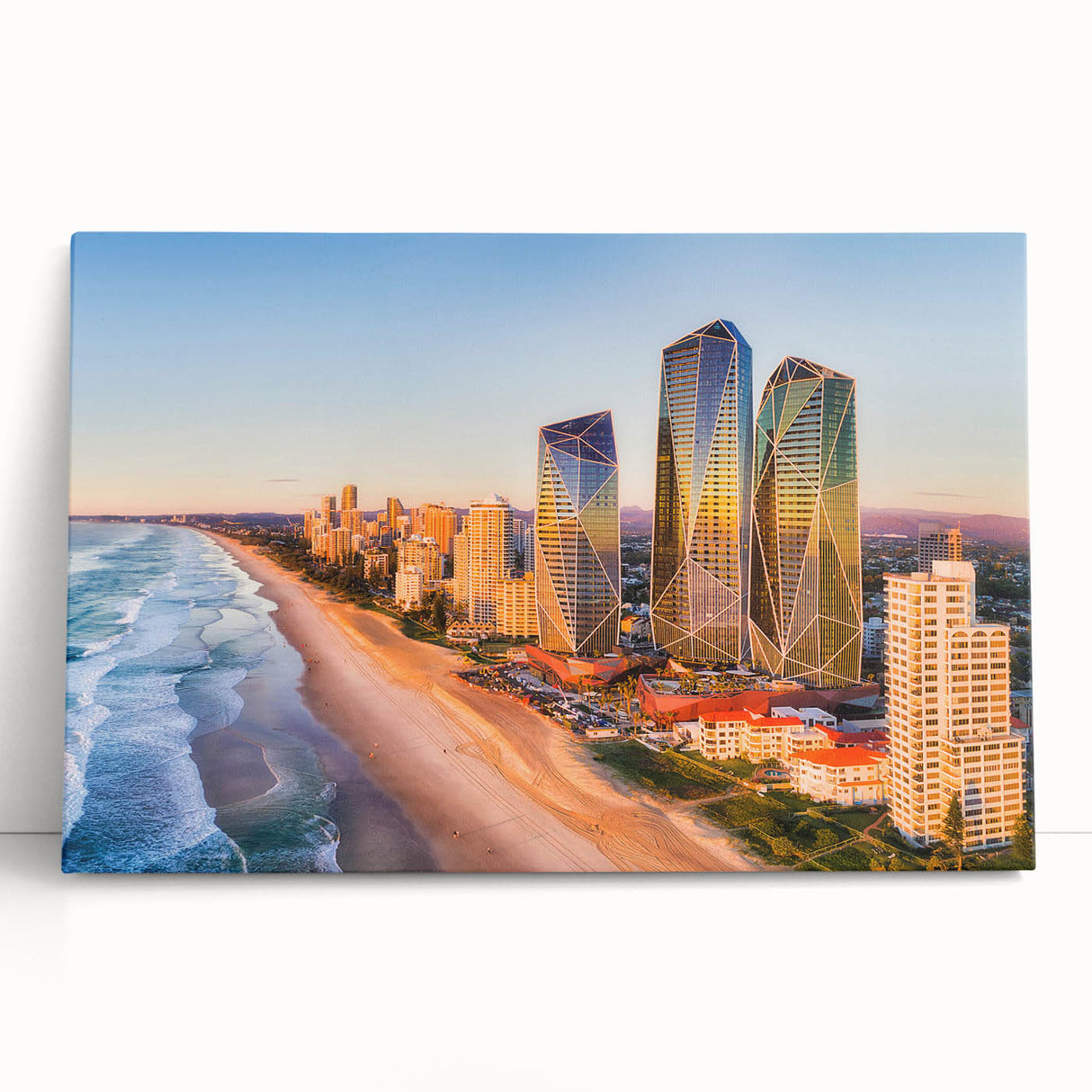 Large black and white stretched canvas of Queensland scenery, ideal for kitchen wall art.