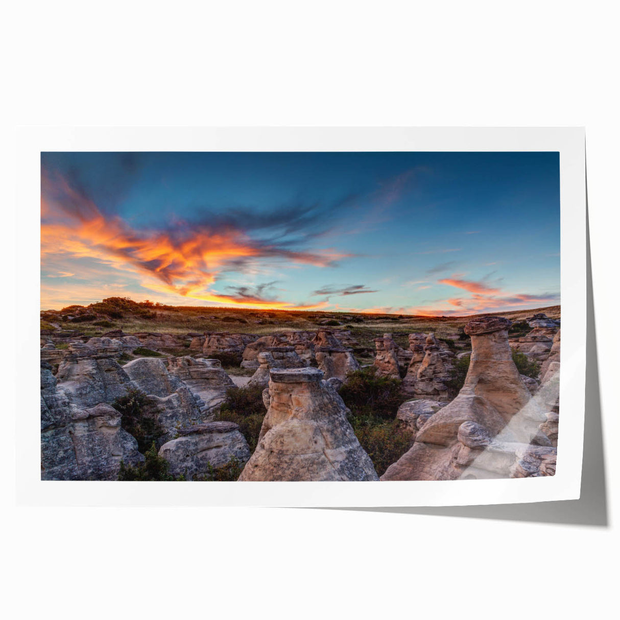 Extra large rolled print of Alberta, Canada scenery with vibrant green and blue tones, ideal for art wall dining room.