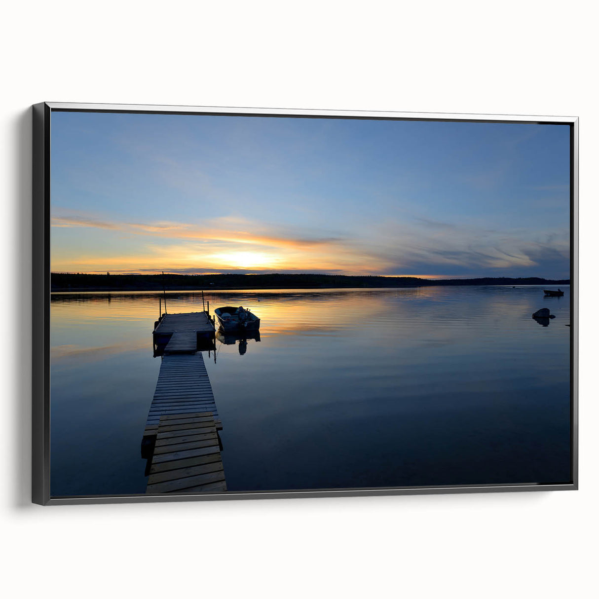 Black and white landscape art painting of Northwest Territories on a framed canvas, ideal for bedroom wall decor.