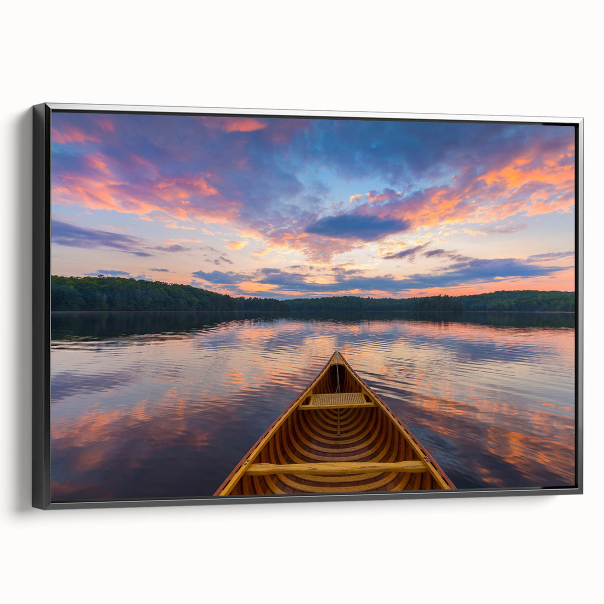 Black and white framed canvas of Ontario landscape, ideal for bedroom wall art.
