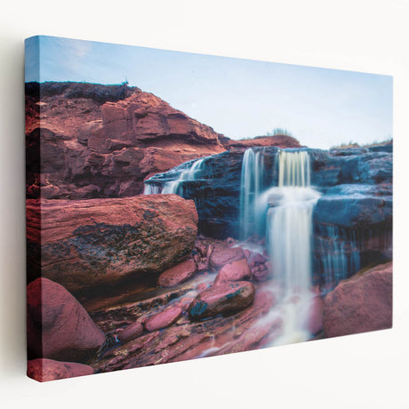 Scenic Prince Edward Island landscape on large stretched canvas, with vibrant green and blue tones.
